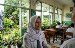 Ilustrasi masalah kualitas udara di ruang kelas di kota Bandung (Sumber: kreasi dengan Gemini | Foto: Totok Siswantara)