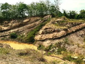 Penggalian pasir ini menyingkapkan bukti adanya Patahan Baris di Desa Cibuluh, Kecamatan Ujungjaya, Kabupaten Sumedang. (Sumber: Dokumentasi Penulis | Foto: T Bachtiar)