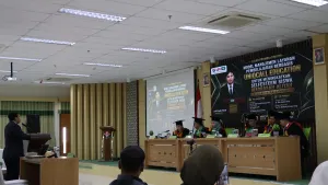 Luthfi Audia Pribadi dalam ujian promosi doktor di UPI, 13 Agustus 2026.
