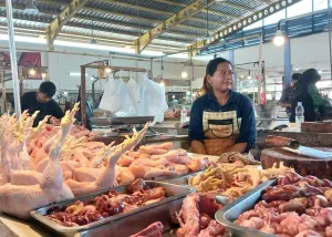 Ilustrasi pedagang daging ayam di pasar tradisional (Sumber: Ayobandung.com | Foto: Mildan Abdalloh)