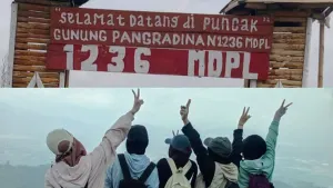 Potret kebersamaan yang diambil saat berada di puncak Gunung Pangradinan (Sumber: Dok. Pribadi | Foto: Sifa Nurfauziah)