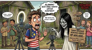 Ilustrasi konten kreator di sebuah lokasi wisata. (Sumber: Arsip pribadi | Foto: AI Gemini)