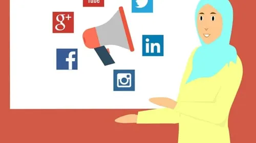 Animasi perempuan berjilbab yang memanfaatkan beragam platform media sosial untuk berbagai kepentingan (Sumber: pixabay | Foto: Mohame Hassan (Pixabay)