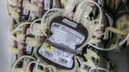 Kantong-kantong darah dari pendonor. (Sumber: ayobandung.id | Foto: Andres Fatubun)