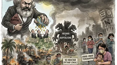 Tawaran Karl Marx ialah membangun masayarakat berkelanjutan yang ekologis. (Sumber: Ilustrasi diolah Gemini AI)