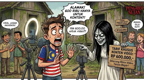 Ilustrasi konten kreator di sebuah lokasi wisata. (Sumber: Arsip pribadi | Foto: AI Gemini)